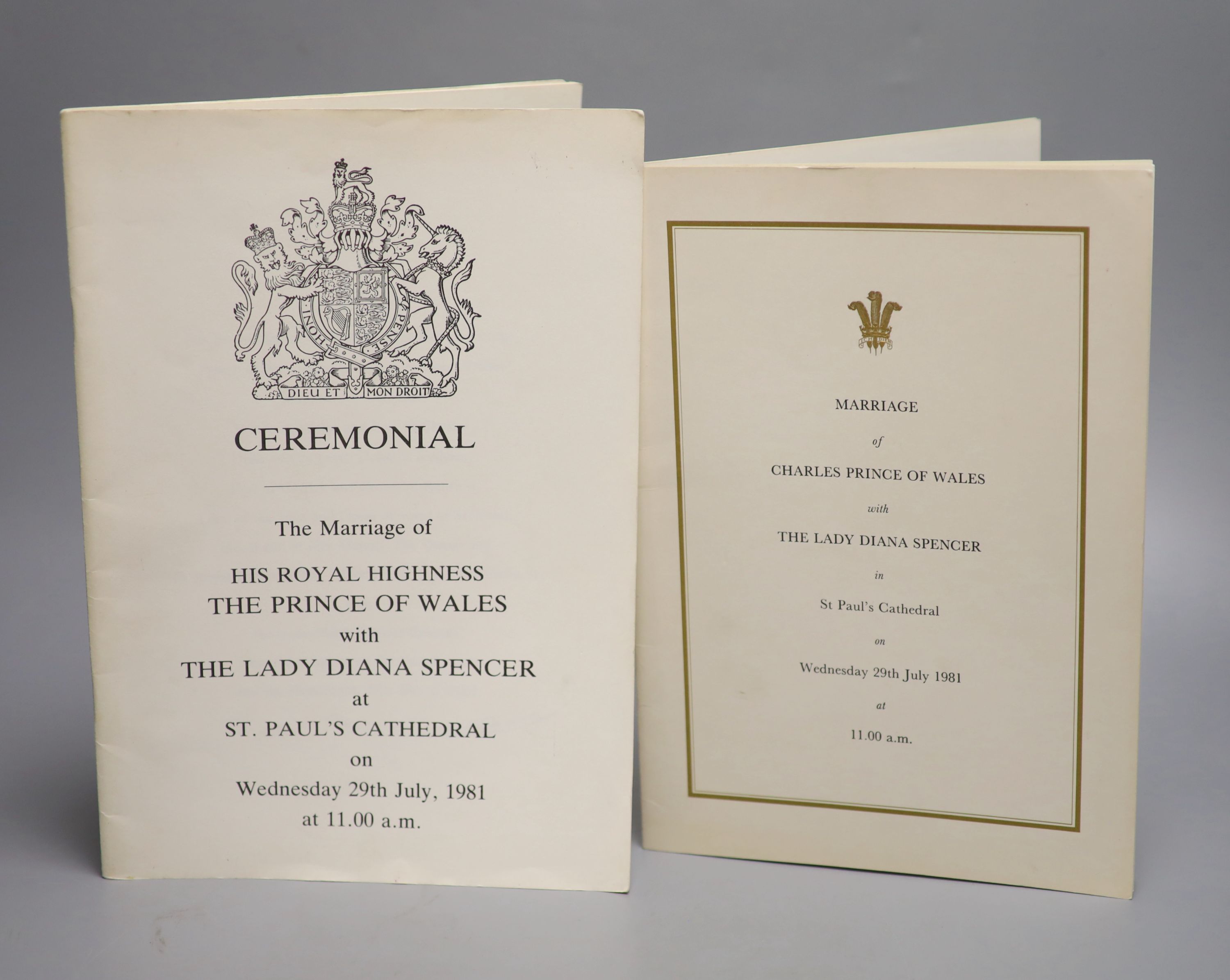 Ephemera: Marriage of HRH the Prince of Wales and Lady Diana Spencer